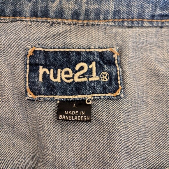 Rue 21 Women's Distressed Denim Jacket, Large - Picture 2 of 4